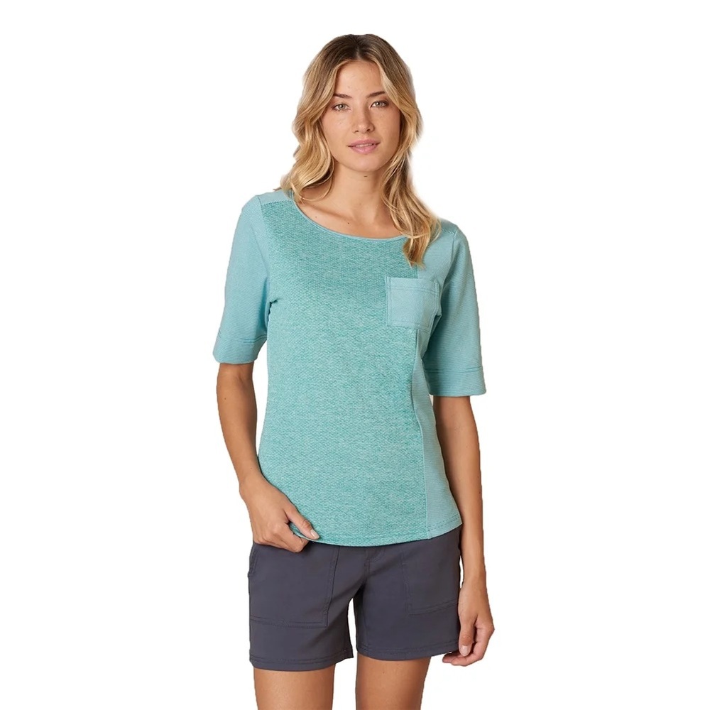 Prana Women's Light Teal Short Sleeve Pocket Tee
